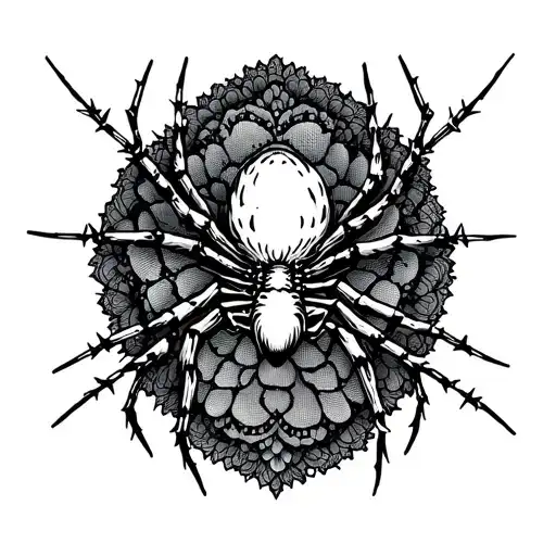 black lace with barbed spider tattoo design idea