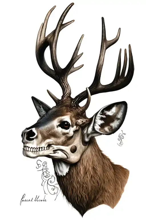 Skull Deer head looking tattoo design idea