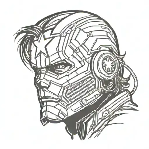 marvel winter soldier in half face mask tattoo design idea