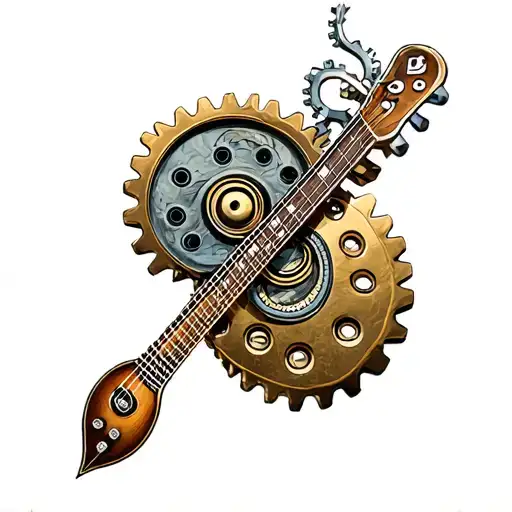 Gear of music tattoo design idea