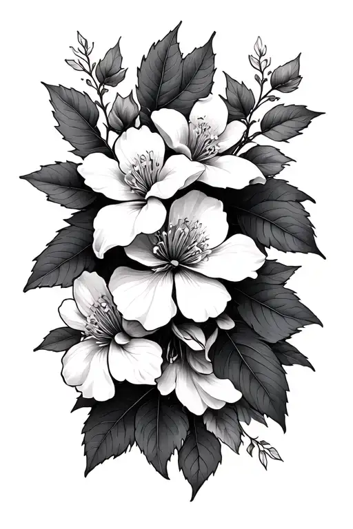 straight line honeysuckle vine tattoo design idea