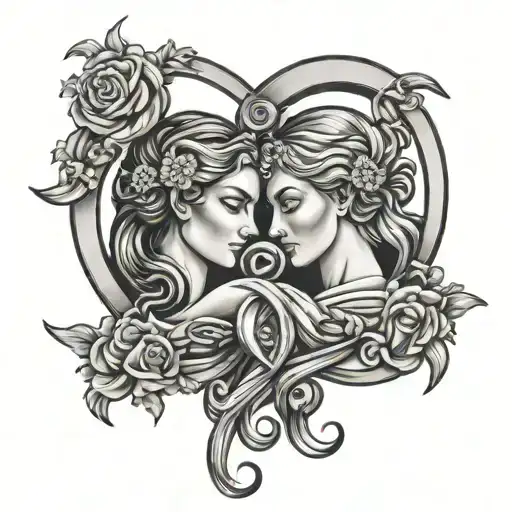 virgo gemini aries zodiac sign intertwined tattoo design idea