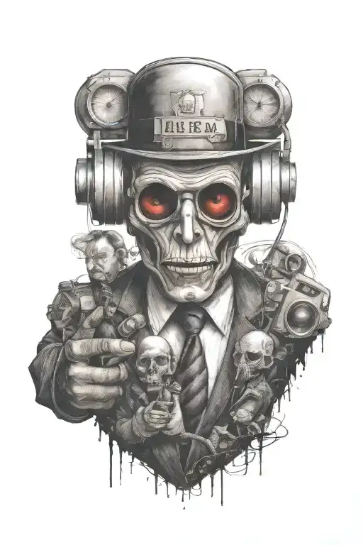 life is a simulation theory puppet master tattoo design idea