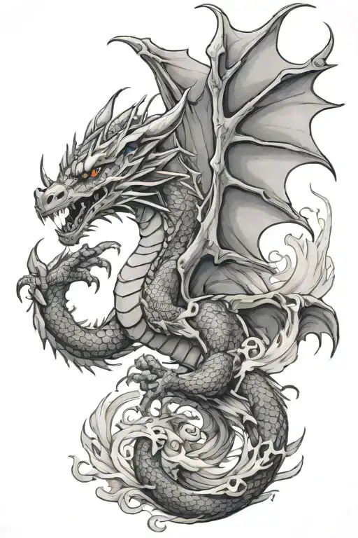 dragon flying tattoo design idea