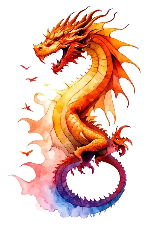 a flock of dragon fading out of existence  tattoo design idea