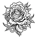 Rose, bowling pin, clouds tattoo design idea