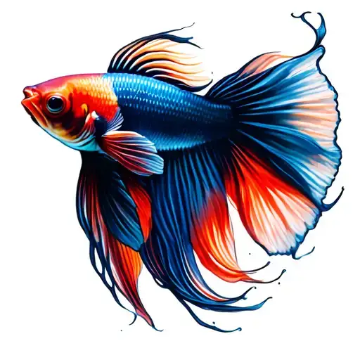 Freshwater with betta fish swimming tattoo design idea