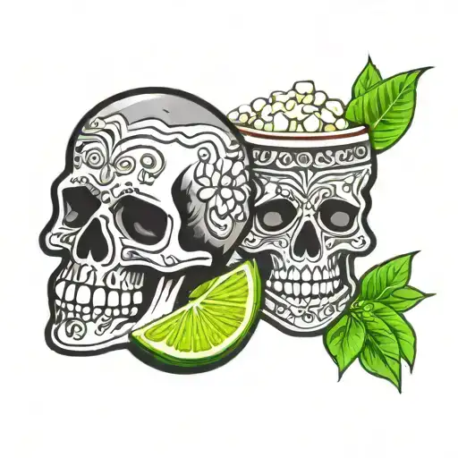 salt tequila lime mexico tattoo design idea