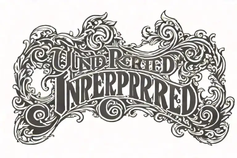 using an old western font, the word "UNREPRESENTED" in a slightly curved way (for putting on shoulder)  tattoo design idea
