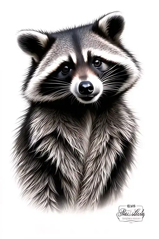realistic racoon with elvis presley inspiration tattoo design idea