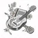 Create a Tattoo with a Tambourine, an accordion and a guitar all together and make it look good tattoo design idea