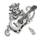 Create a Tattoo with a Tambourine, an accordion and a guitar all together and make it look good tattoo design idea