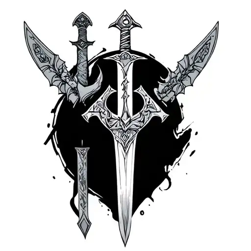 zelda master sword stabbed in back piece tattoo design idea