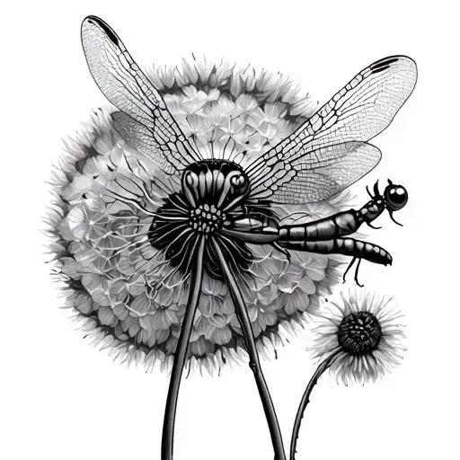 Dandelion Dragonfly tattoo design idea