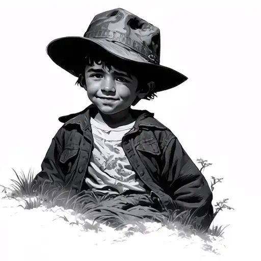 boy on a cloudy path that menne has a monument tattoo design idea