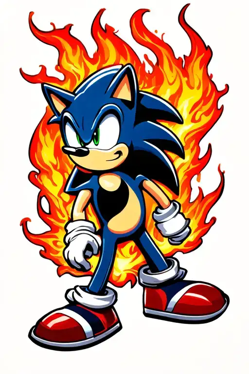 sonic the hedgehog profile with fiery quills tattoo design idea