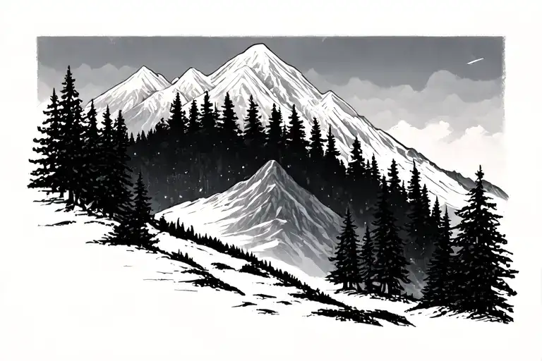 twenty one pilots and mountains/trees tattoo design idea