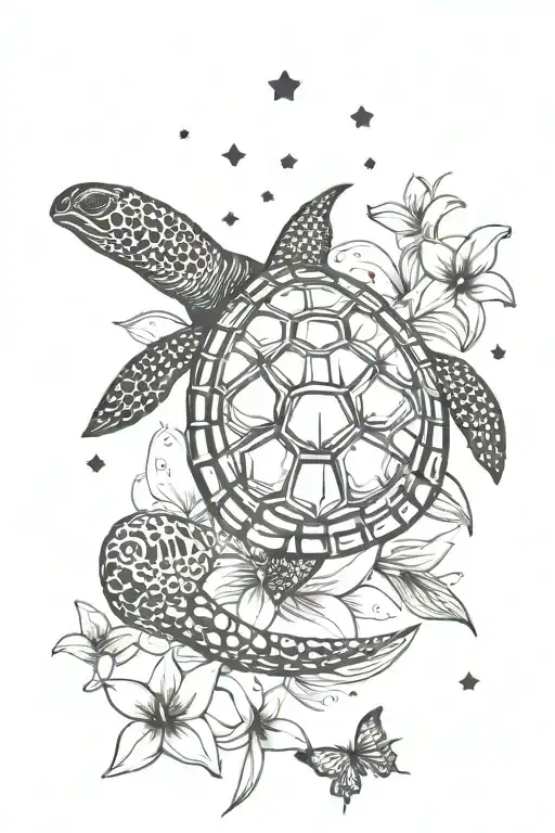 child of god, chold of africa(south africa) something about a turtle, love soulmate, stars moon, butterfly and lilies  tattoo design idea
