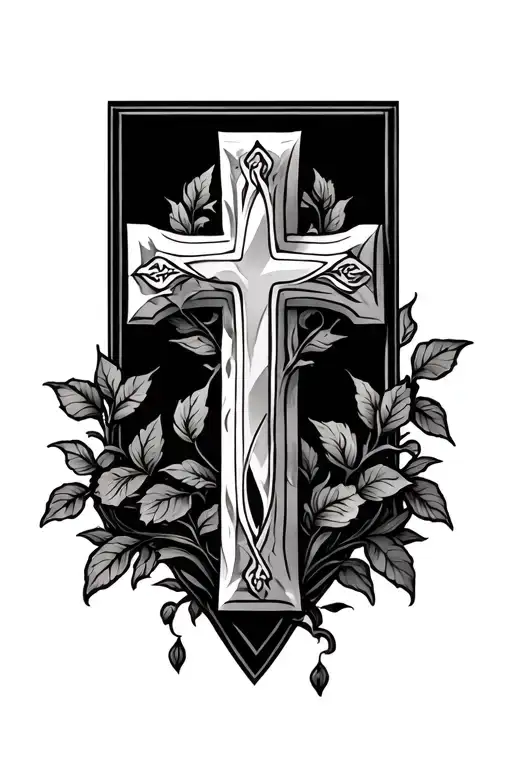 vines with cross tattoo tattoo design idea