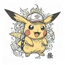 cute pikachu on white background tattoo design idea