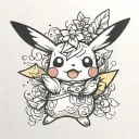 cute pikachu on white background tattoo design idea