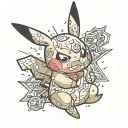 cute pikachu on white background tattoo design idea