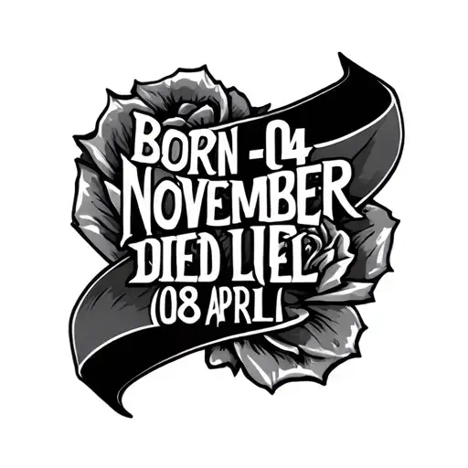 "Born 04 november died 08 april" something to simbolise loss of a father realistic tattoo love for father infinite tattoo design idea