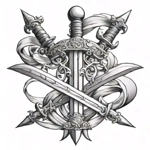 crossed swords tattoo design idea
