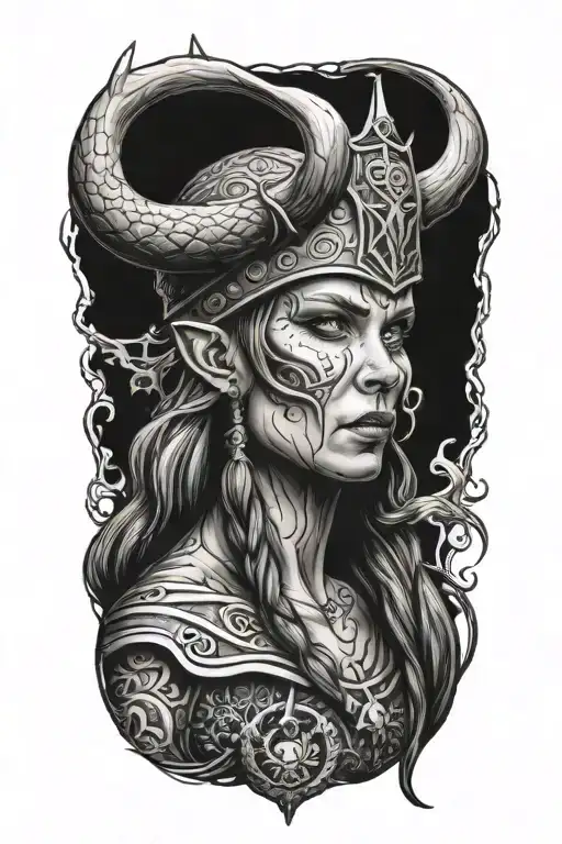 viking witch evil tattoo design idea