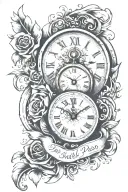 Clock and the words "This Too Shall Pass" tattoo design idea