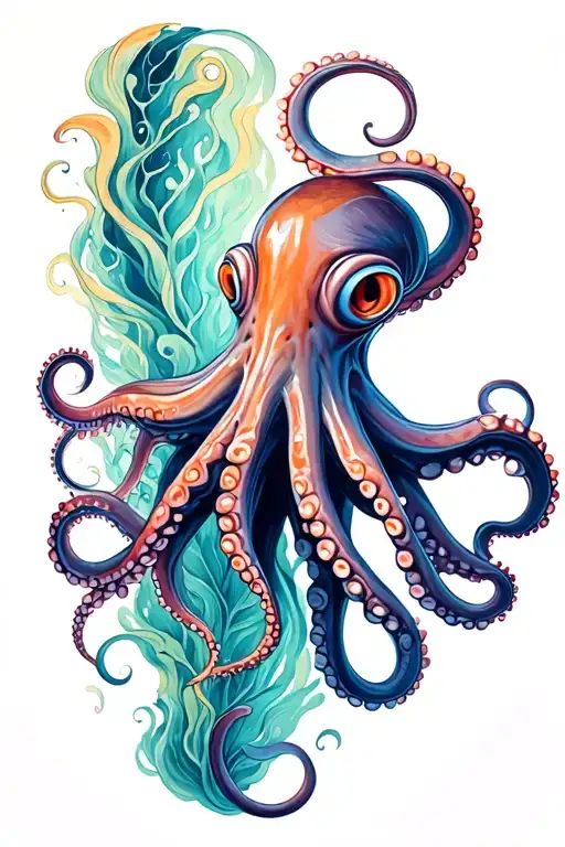 Octopus climbing tattoo design idea