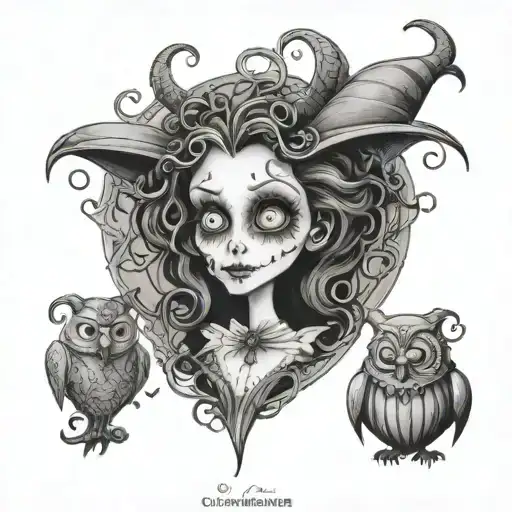 famille tante niece tim burton style lumiere from beauty tattoo design idea