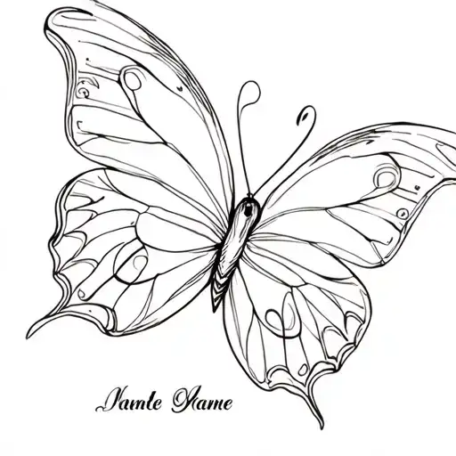 butterfly with name written tattoo design idea