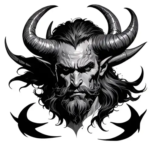 The devil of man with two horns tattoo design idea
