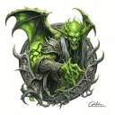 The Burning crusade Guldan in a front dark portal. Realistic tattoo. From World of warcraft tattoo design idea