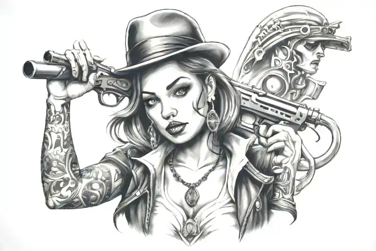 Gangster woman tattoo design idea