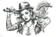 Gangster woman tattoo design idea