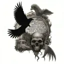 words "Even though I walk through the valley of the shadow of death, I will fear no evil" with god in the background tattoo design idea