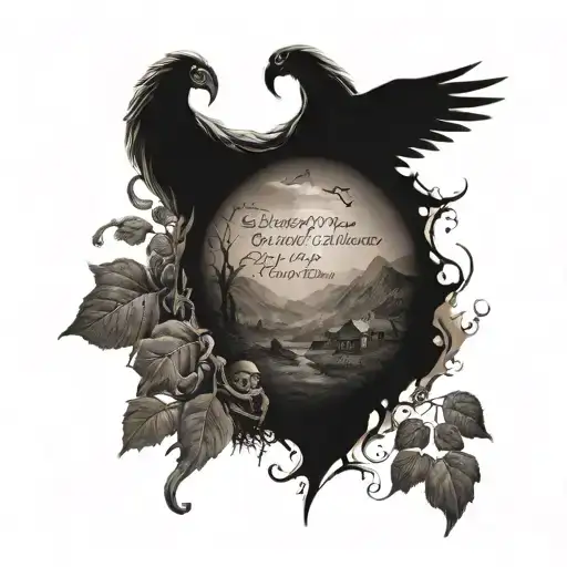 words "Even though I walk through the valley of the shadow of death, I will fear no evil" with god in the background tattoo design idea