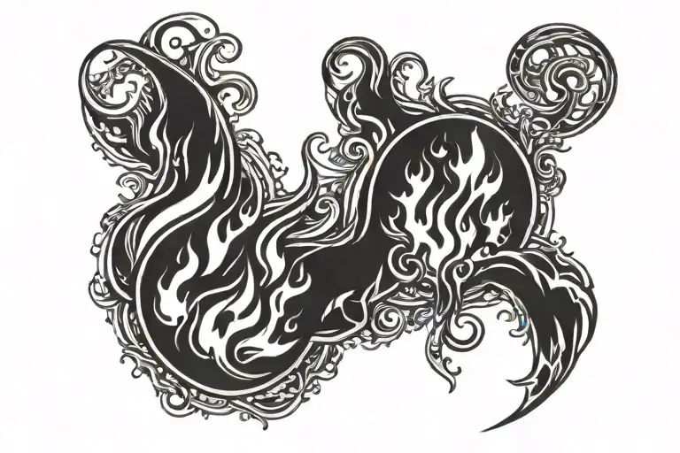 Blessed with flames tattoo design idea