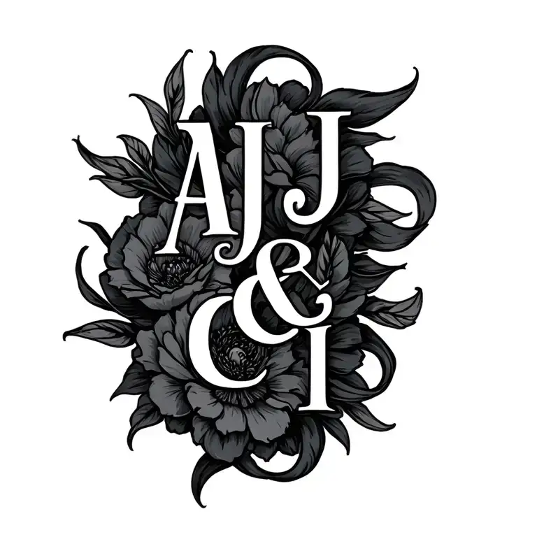 "AJ & CI" initials intertwined tattoo design idea