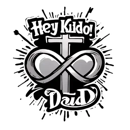 Hey Kiddo! it's just Dad.... cross, infinity symbol, & heart tattoo design idea