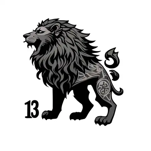  number 13, Tool band, Scottish lion wearing tattoo design idea