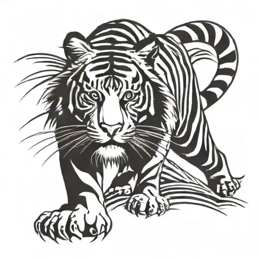 tiger tattoo stalking its pray tattoo design idea