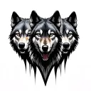 three wolves facing front tattoo design idea