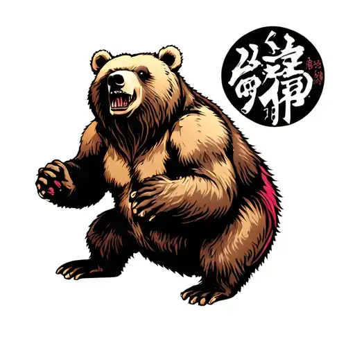 zombie grizzly bear tattoo design idea