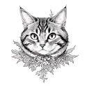 steampunk cat in a forest tattoo design idea