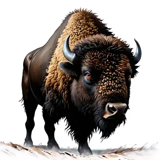 bison facing storm tattoo design idea