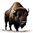 bison facing storm tattoo design idea