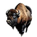 bison facing storm tattoo design idea